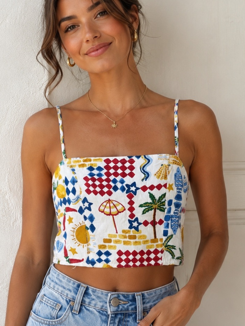 Midnight Sky Summer Printed Crop Tank